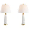 Jonathan Y Travis 26.5" Marble/iron Gold Modern Column Led Table Lamp, White In White