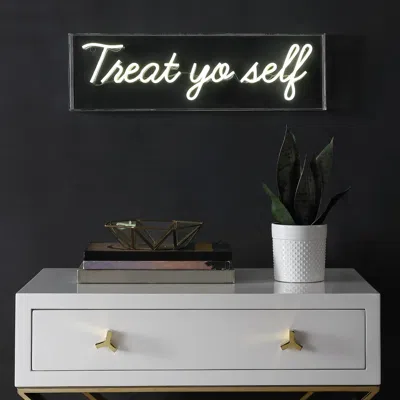 Jonathan Y Treat Yo Self 20" Contemporary Glam Acrylic Box Usb Operated Led Neon Light