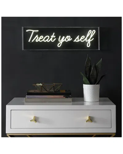 Jonathan Y Treat Yo Self Glam Long Acrylic Box Usb Operated Led Neon Light In White
