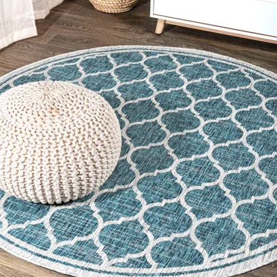 Jonathan Y Trebol Moroccan Trellis Textured Weave Indoor/outdoor Round Area Rug