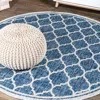 Jonathan Y Trebol Moroccan Trellis Textured Weave Indoor/outdoor Round Area Rug In Blue