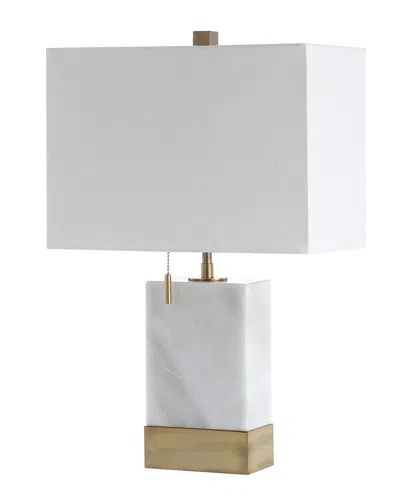 Jonathan Y Trevor 22.5in Gold Modern Console Led Table Lamp In White