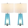 Jonathan Y Tryon 26" Modern Minimalist Glass/iron Nightlight Led Table Lamp In Clear Blue/chrome