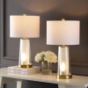 Jonathan Y Tryon 26" Modern Minimalist Glass/iron Nightlight Led Table Lamp, Oil Rubbed Bronze/clear (set Of 2)