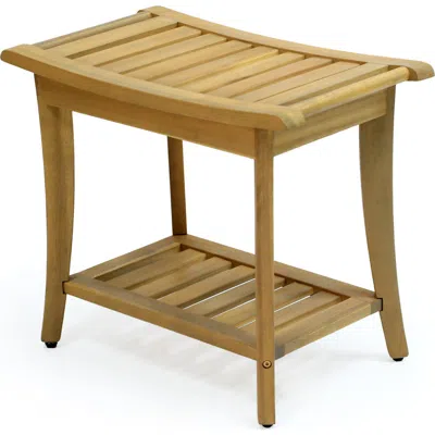 Jonathan Y Tucker 22.1" Traditional Classic Slatted Solid Acacia Wood Indoor/outdoor Shower Bench Wi In Brown