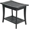 Jonathan Y Tucker 22.1" Traditional Classic Slatted Solid Acacia Wood Indoor/outdoor Shower Bench Wi In Black