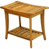 Jonathan Y Tucker 22.1" Traditional Classic Slatted Solid Acacia Wood Indoor/outdoor Shower Bench Wi In Brown