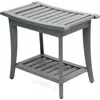 Jonathan Y Tucker 22.1" Traditional Classic Slatted Solid Acacia Wood Indoor/outdoor Shower Bench Wi In Gray