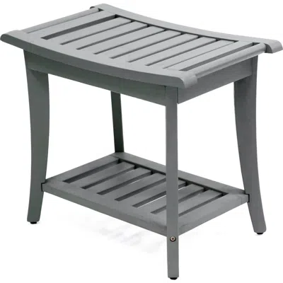 Jonathan Y Tucker 22.1" Traditional Classic Slatted Solid Acacia Wood Indoor/outdoor Shower Bench Wi In Gray