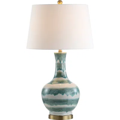 Jonathan Y Tucker 30.5" Ceramic/metal Led Table Lamp In Green/white