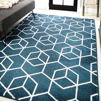 Jonathan Y Tumbling Blocks Modern Geometric Area Rug In Blue