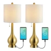 Jonathan Y Tyler 24" Modern Classic Gourd Iron Led Table Lamp With Pull-chain With Dual Usb Charging In Brass Gold