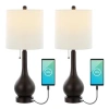 Jonathan Y Tyler 24" Modern Classic Gourd Iron Led Table Lamp With Pull-chain With Dual Usb Charging In Oil Rubbed Bronze