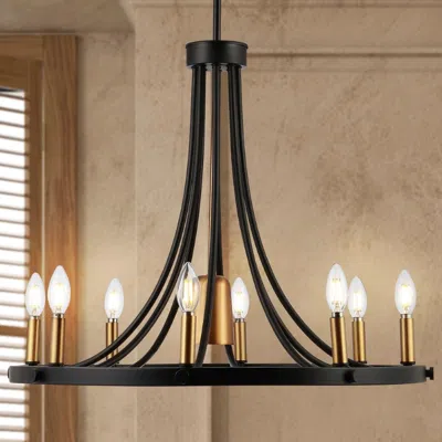 Jonathan Y Urbanna 26.75" 9-light Adjustable Iron Transitional Modern Led Chandelier In Black