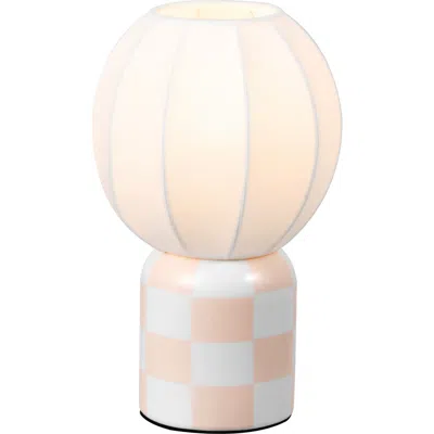 Jonathan Y Valarie Contemporary Modern Checkerboard Ceramic With Ribbed Cocoon Globe Shade Led Mini  In White