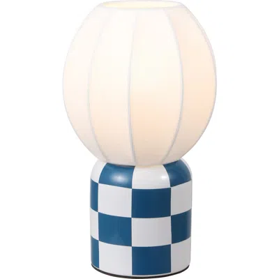 Jonathan Y Valarie Contemporary Modern Checkerboard Ceramic With Ribbed Cocoon Globe Shade Led Mini  In Multi