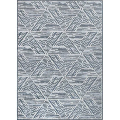 Jonathan Y Vector Modern Coastal Geometric Machine-washable Area Rug In Blue/cream