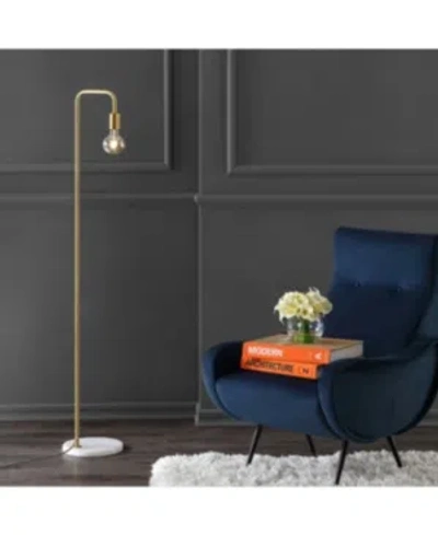 Jonathan Y Vega 60" Minimalist Edison, Marble Floor Lamp In Brass Gold-tone