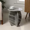 Jonathan Y Venus 15" Contemporary Natural Marble Handmade X-shaped End Table, Gray/black