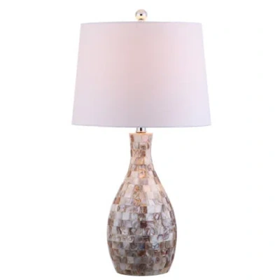 JONATHAN Y JONATHAN Y VERNA 26.5" SEASHELL LED TABLE LAMP, IVORY/BEIGE