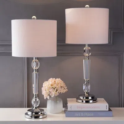 Jonathan Y Victoria 27" Crystal Led Table Lamp (set Of 2) In Metallic