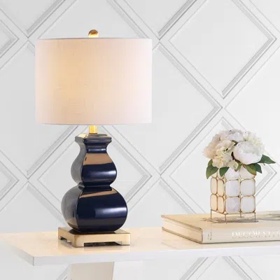 Jonathan Y Vienna 25.5" Ceramic Led Table Lamp In Navy