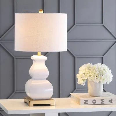 Jonathan Y Vienna Ceramic Led Table Lamp In White