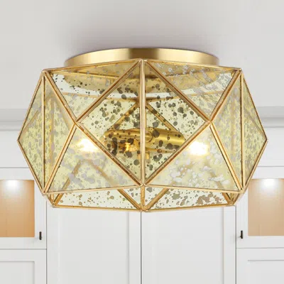 Jonathan Y Violet 12.5" 2-light Industrial Vintage Iron/glass Led Flush Mount