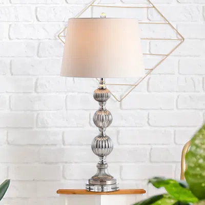 Jonathan Y Vivienne 31" Triple Sphere Glass/crystal Led Table Lamp In Pink