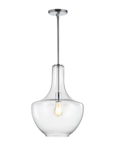 Jonathan Y Watts 13.25in Glass Metal Led Pendant In Silver