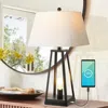 Jonathan Y Waylon 28.5" Classic Industrial Iron Nightlight Led Table Lamp With Usb Charging Port