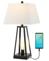Jonathan Y Waylon 28in Industrial Iron Nightlight Led Table Lamp With Usb Charging Port In Black