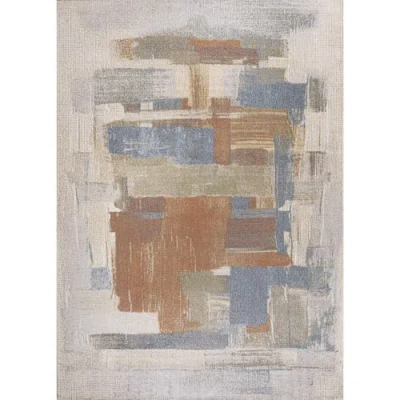 Jonathan Y Weaver Abstract Coastal Watercolor Machine-washable Area Rug In Cream/multi