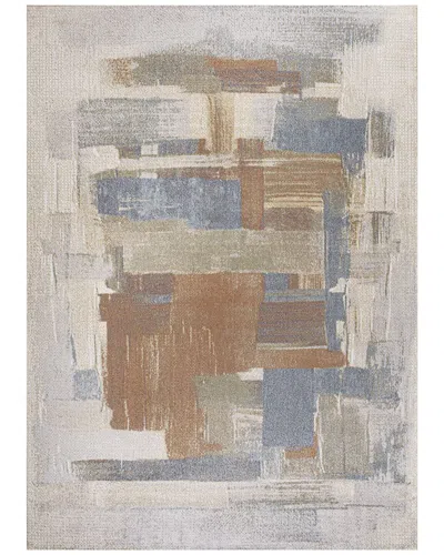Jonathan Y Weaver Abstract Coastal Watercolor Machine-washable Polyester Rug In White