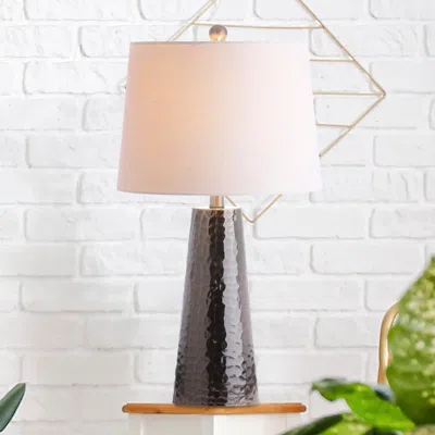 Jonathan Y Wells 26" Hammered Metal Led Table Lamp In Gray