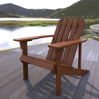 Jonathan Y Westport Outdoor Patio Traditional Acacia Wood Adirondack Chair In Brown
