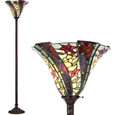 Jonathan Y Williams Tiffany-style 71" Torchiere Led Floor Lamp, Bronze