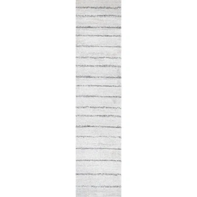 Jonathan Y Williamsburg Minimalist Stripe Area Rug In Cream/gray
