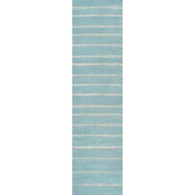 Jonathan Y Williamsburg Minimalist Stripe Area Rug In Turquoise/cream
