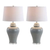 Jonathan Y Set Of 2 Winnie 27in Ceramic Urn Led Table Lamps In Gray