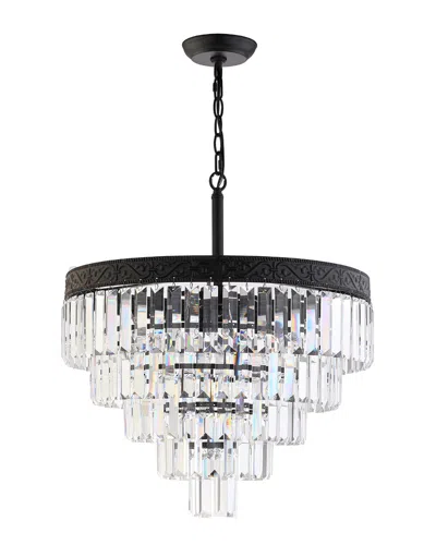 Jonathan Y Wyatt 20in 4-light Crystal Led Chandelier In Black