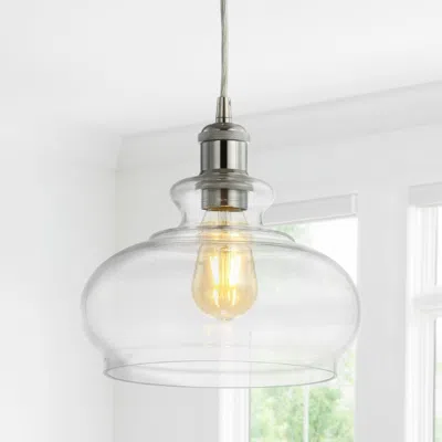 Jonathan Y Wyatt 9.5" Adjustable Drop Pharmacy Metal/glass Led Pendant In Transparent