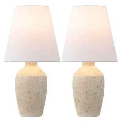 Jonathan Y Xander 19.5" Minimalist Scandinavian Concrete Effect Resin/iron Ginger Jar Led Table Lamp In Matte Cream