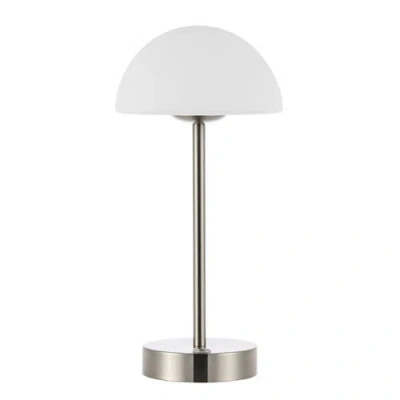 Jonathan Y Xavier Modern Minimalist Iron Rechargeable Integrated Portable Led Table Lamp In Nickel