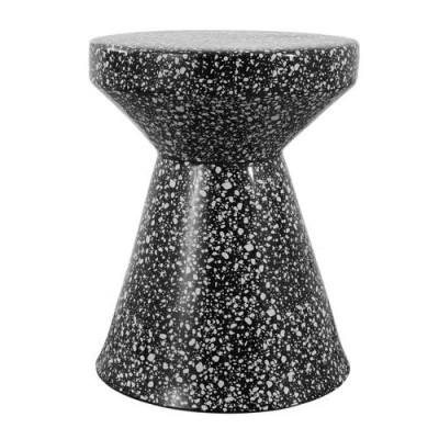 Jonathan Y Xenia 17.75" Modern Bohemian Terrazzo Indoor/outdoor Drum Accent Table In Black/white