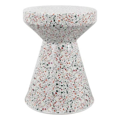 Jonathan Y Xenia 17.75" Modern Bohemian Terrazzo Indoor/outdoor Drum Accent Table In Multi