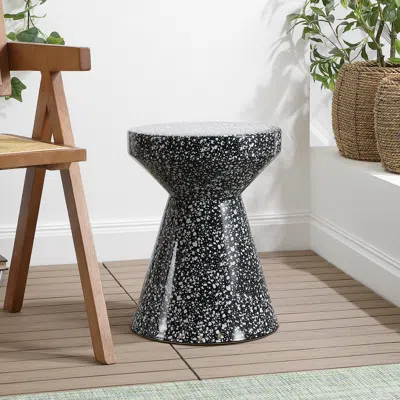 Jonathan Y Xenia Modern Bohemian Terrazzo Indoor/outdoor Drum Accent Table In Gray