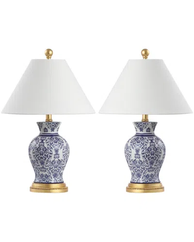Jonathan Y Xia 21 Ceramic Iron Classic Modern Led Table Lamp In Blue