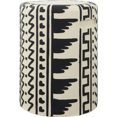 JONATHAN Y JONATHAN Y YOLI 18" MIDCENTURY MODERN GEOMETRIC DRUM GARDEN STOOL