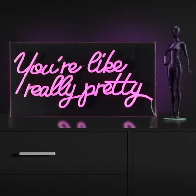 Jonathan Y You're Like Really Pretty 19.6" X 10.1" Contemporary Glam Acrylic Box Usb Operated Led Neon Light In Black